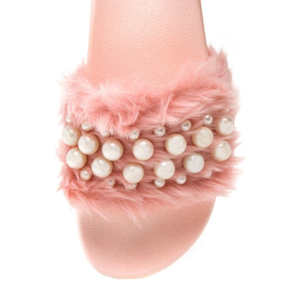 Open Toe Pearl Embellished Flat Sandal Slippers - Picture 5 of 5